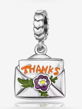 Silver, Purple, Orange & Green “Thanks” Envelope Dangle Charm